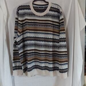 Men's Merino Wool Blend Striped Sweater Club Room 2 Xl Crew Neck